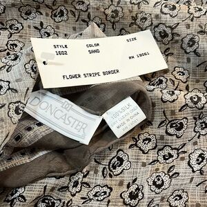 Doncaster Flower Stripe Border 100% Silk Scarf Color Sand Rolled Edges NWT